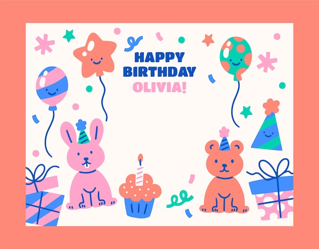 Free vector flat design birthday celebration  photocall