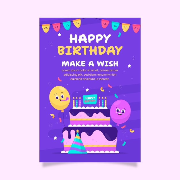 Flat design birthday celebration poster