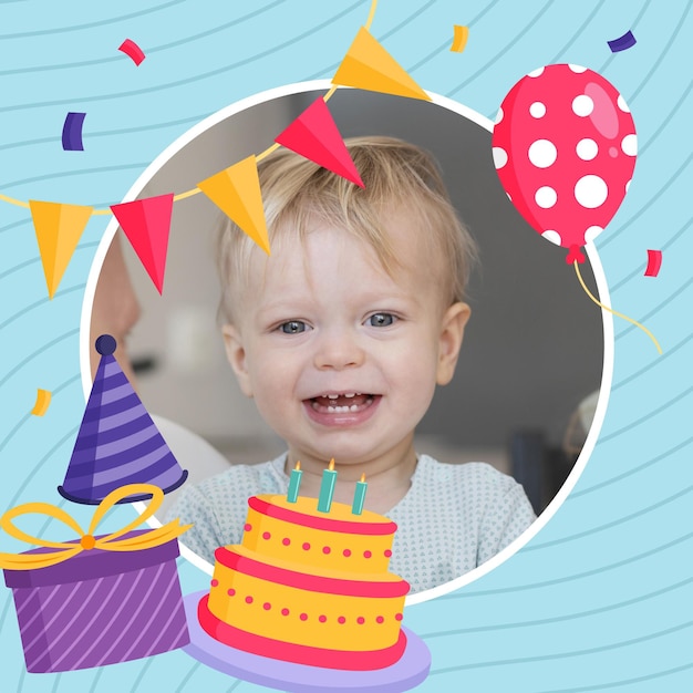 Free vector flat design birthday facebook frame