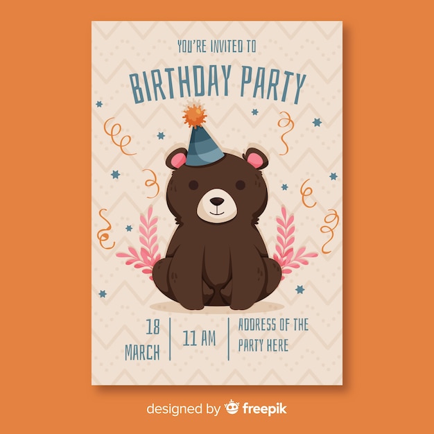 Free vector flat design birthday invitation template