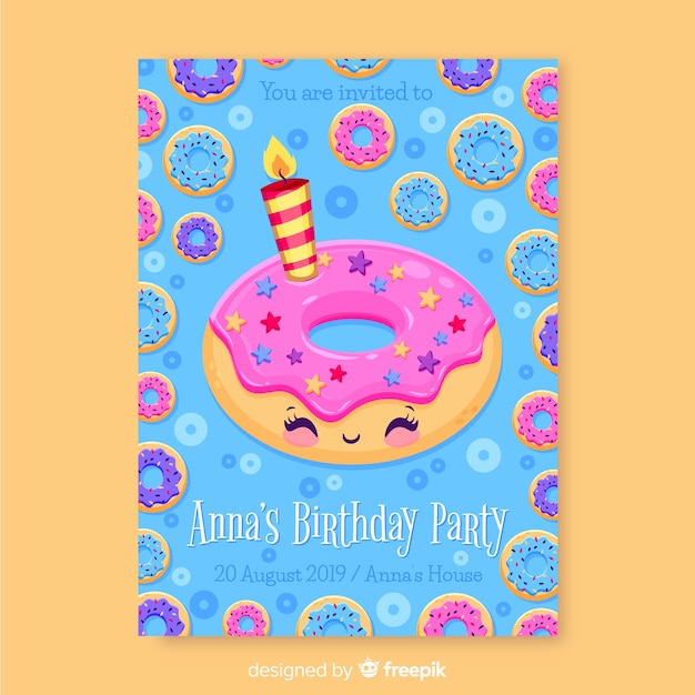 Free vector flat design birthday invitation template