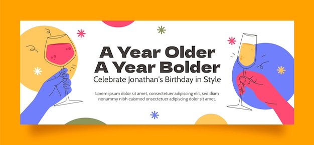 フラットデザインの誕生日パーティーfacebookカバー
