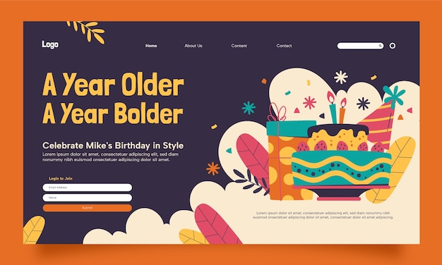 Free vector flat design birthday party   landing page