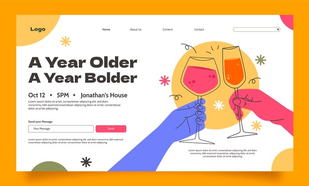 Flat design birthday party   landing page