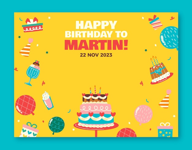 Flat design birthday template