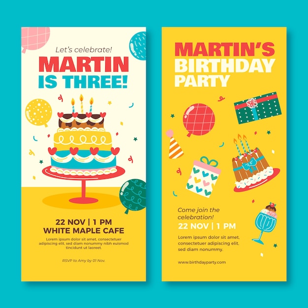 Flat design birthday template