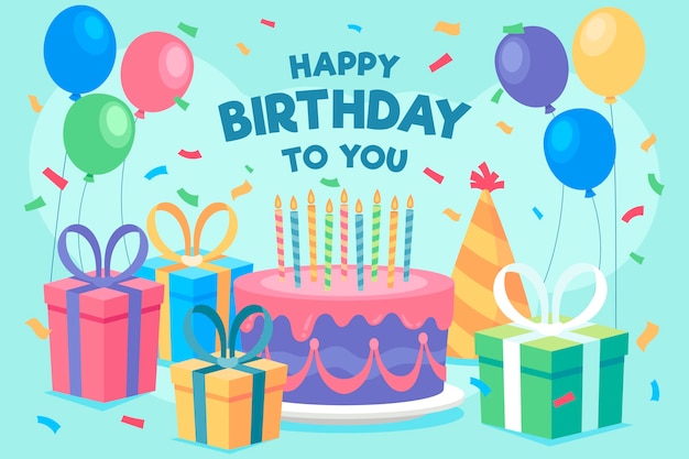 Free Vector flat design birthday wallpaper design