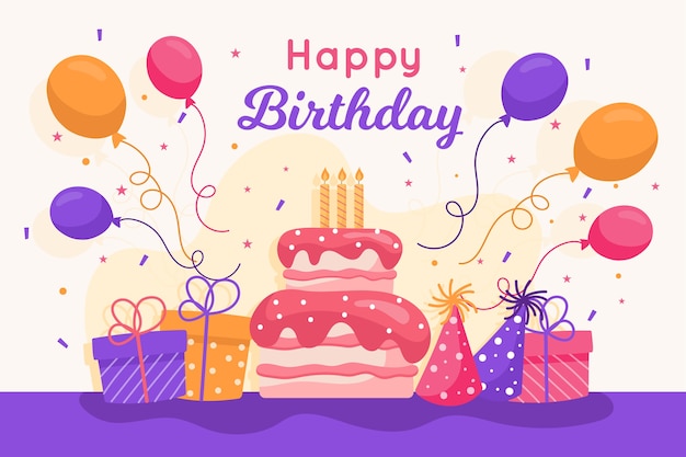 Flat design birthday wallpaper theme