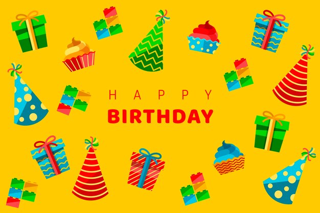 Flat design birthday wallpaper