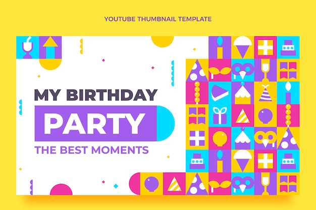 フラットデザインの誕生日のYouTubeサムネイル