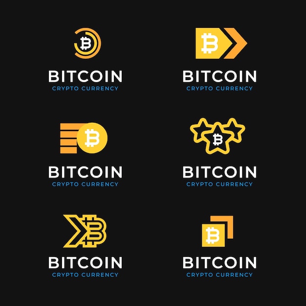 Flat design bitcoin logos pack