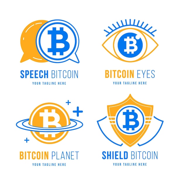 Free vector flat design bitcoin logos pack