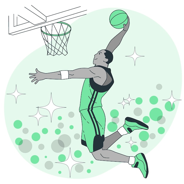 Illustrazione di concetto di giocatore di basket nero design piatto