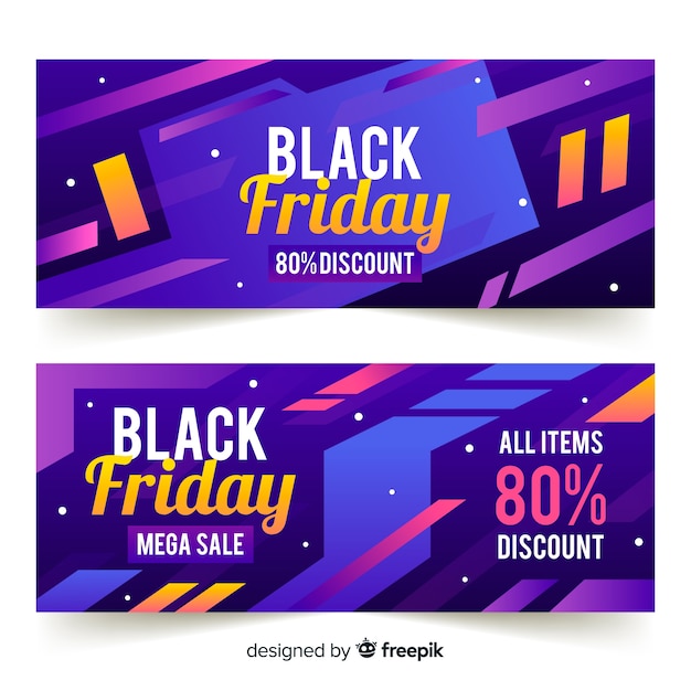 Flat design black friday banners template