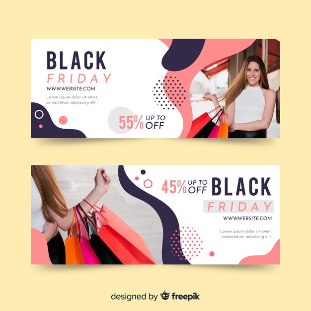 Flat design black friday banners template