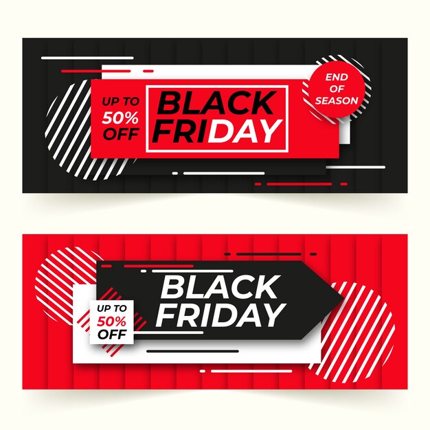 Flat design black friday banners template