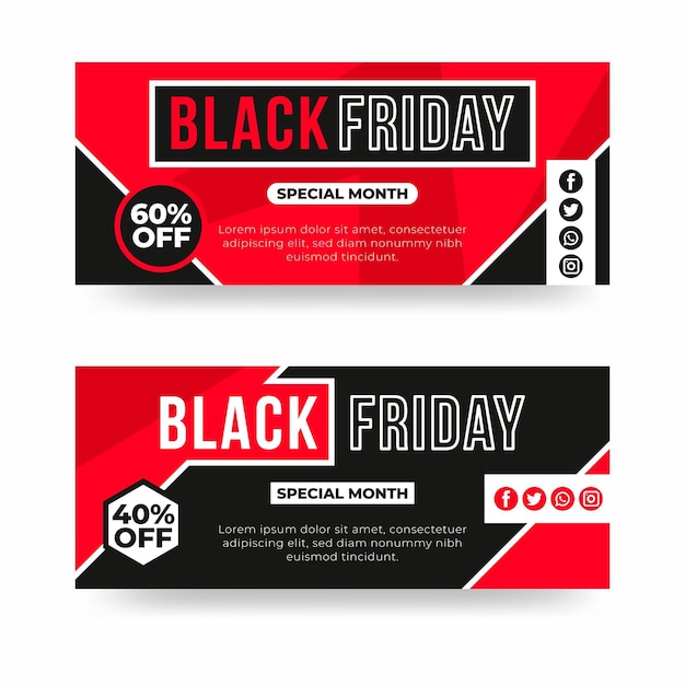 Flat design black friday banners template