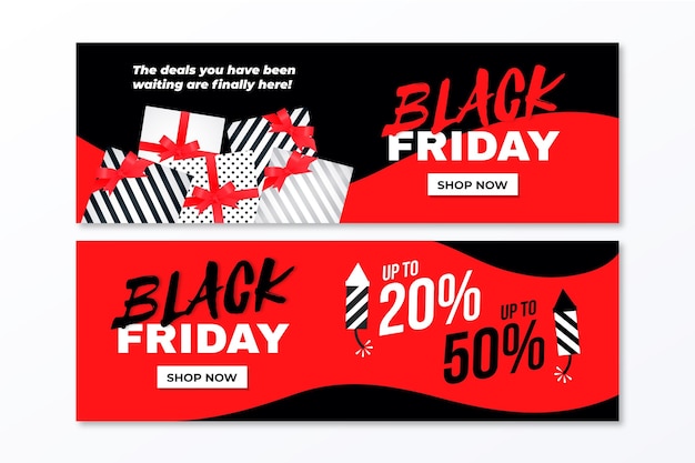 Flat design black friday banners template