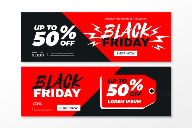 Flat design black friday banners template