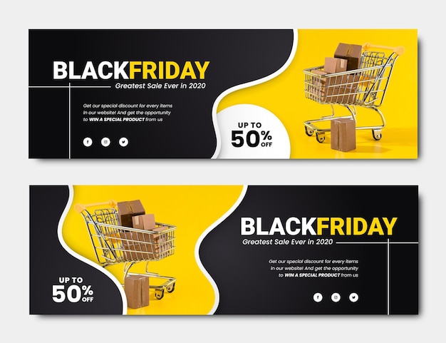 Flat design black friday banners template