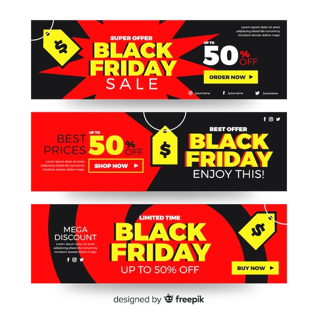 Flat design of black friday banners