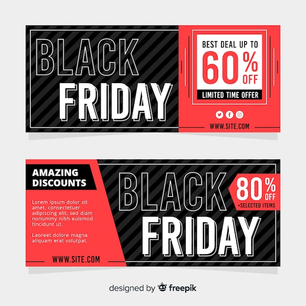 Flat design black friday banners