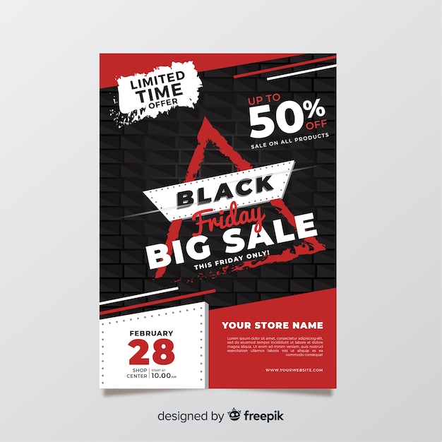 Flat design of black friday flyer template