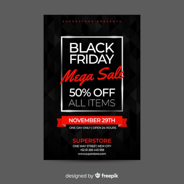 Free vector flat design black friday flyer template