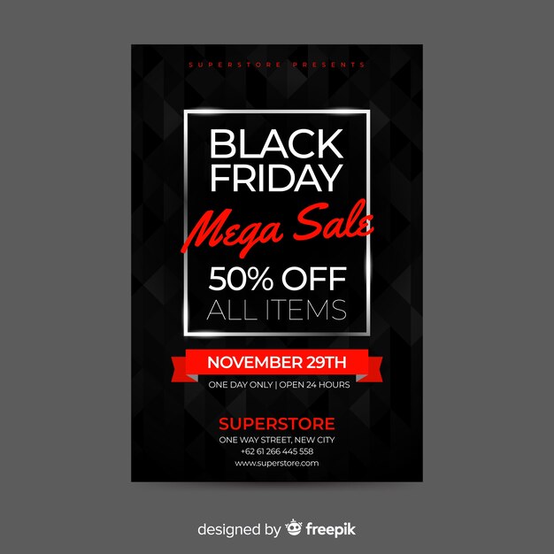 Flat design black friday flyer template