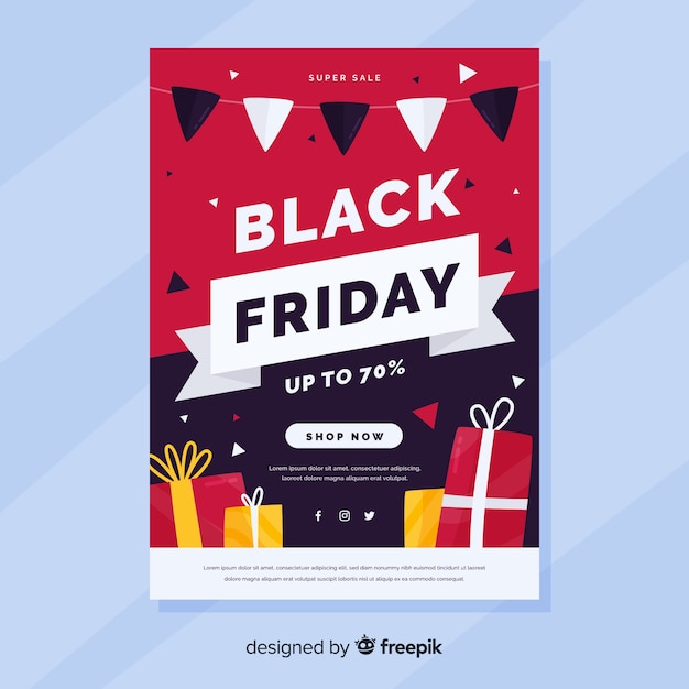 Free vector flat design of black friday flyer template