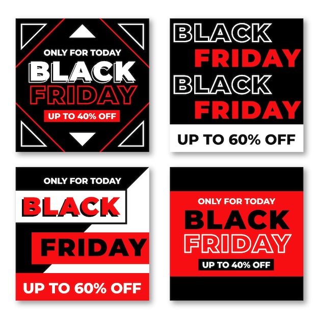 Free vector flat design black friday instagram post collection