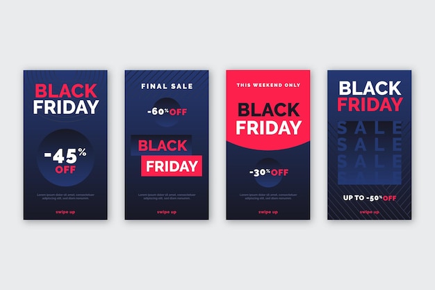 Free vector flat design black friday instagram stories collection