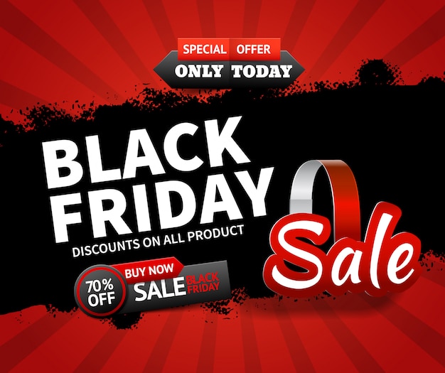 Flat design black friday sale and discounts on all products banner template