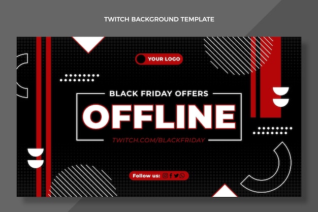 Free vector flat design black friday twitch background