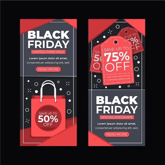 Free vector flat design black friday vertical banners collection