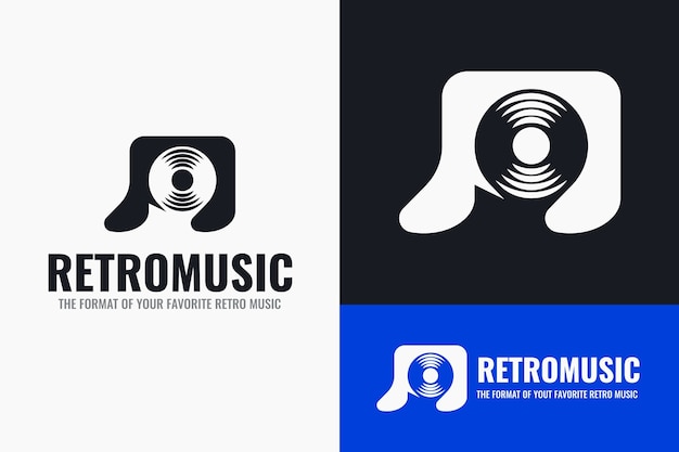 Flat  design black music logo