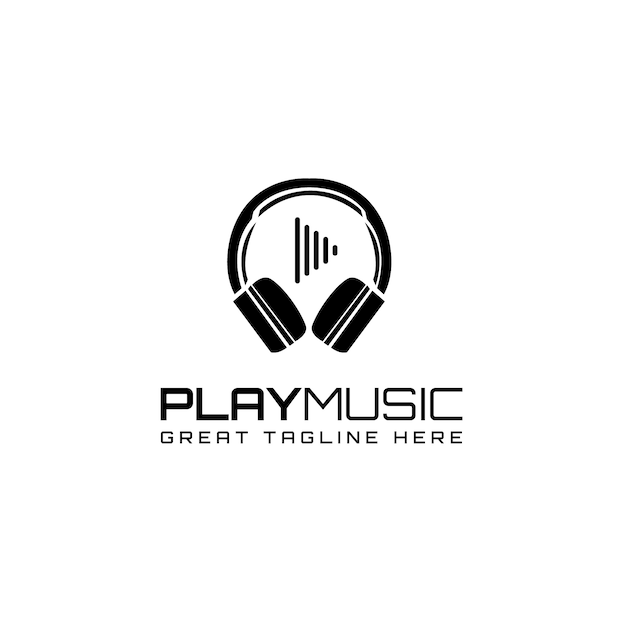 Flat  design black music logo