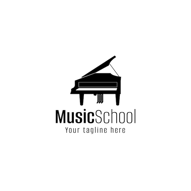 Vettore gratuito logo musicale nero dal design piatto