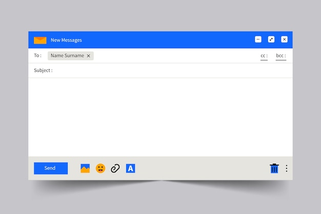 Modello di posta elettronica vuoto design piatto