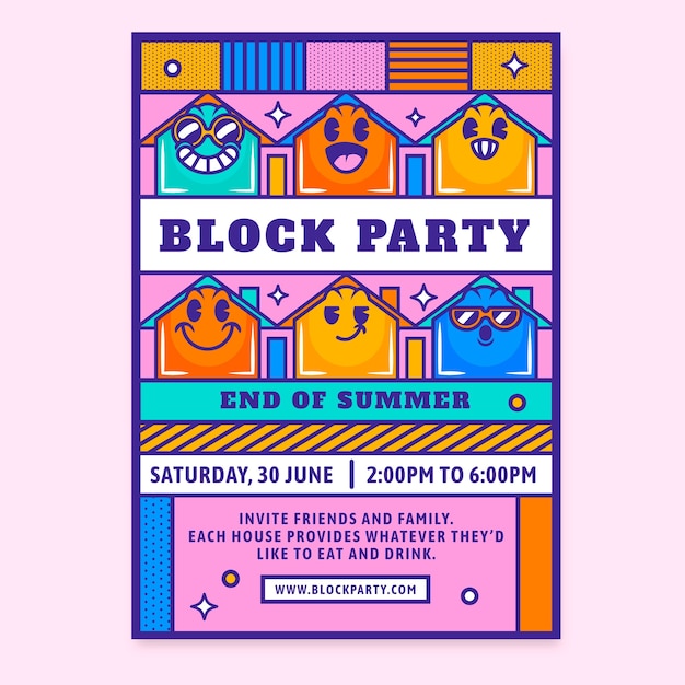 Free vector flat design block party flyer