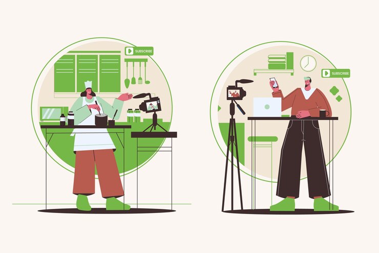 Free Vector flat design bloggers working