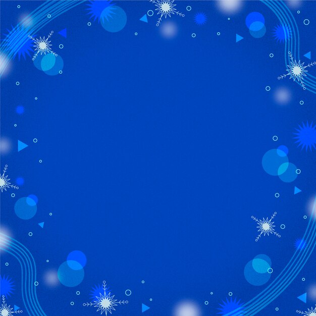 Плоский дизайн синяя рамка снежинки