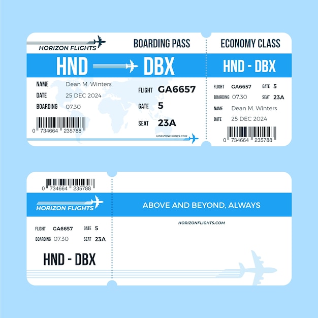 Flat design boarding pass template