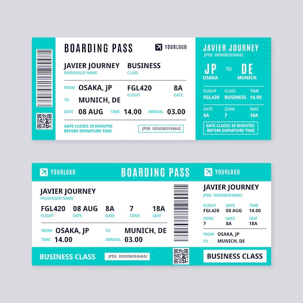 Free vector flat design boarding pass template