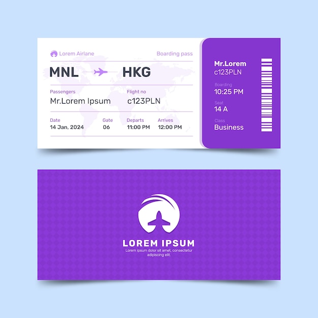 Free vector flat design boarding pass template