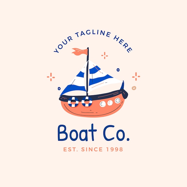 Flat design boat logo template