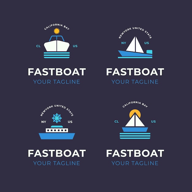 Flat design boat logo template