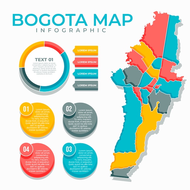 Illustrazione della mappa di bogotà di design piatto