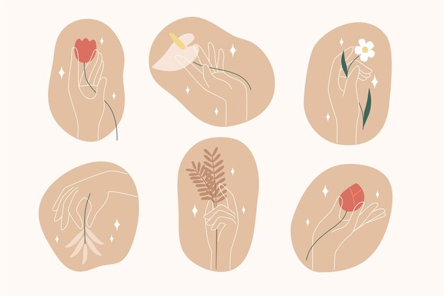 Free Vector flat design boho element collection