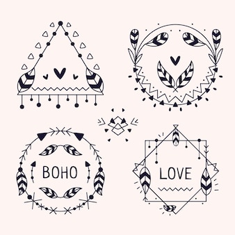 Flat design boho frame collection